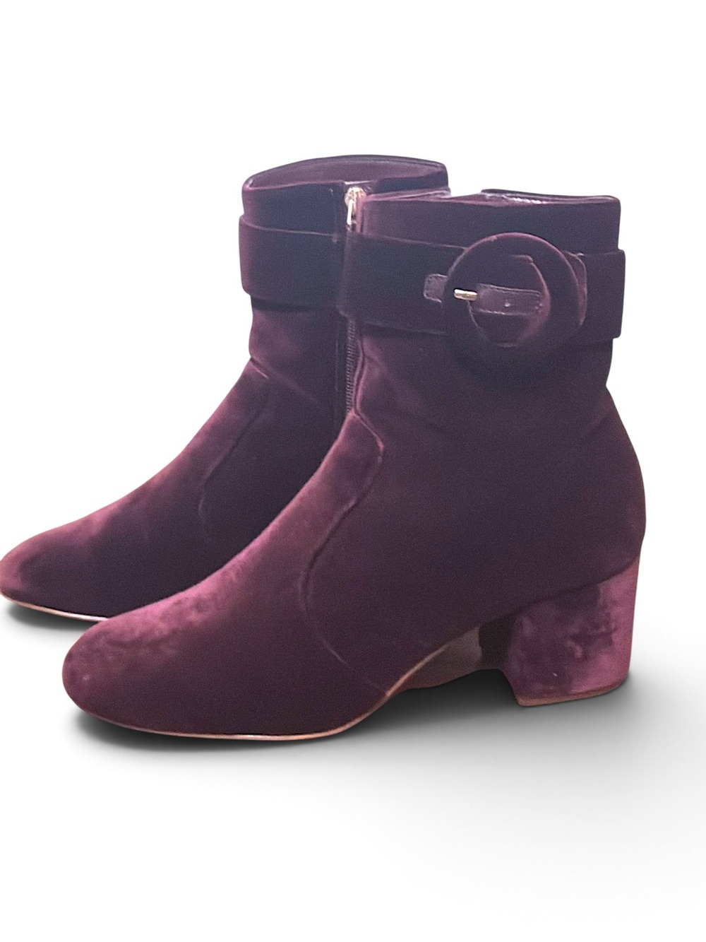 Nine West Quilby Velvet Ankle Boot in Dark Purple - Picture 3 of 8